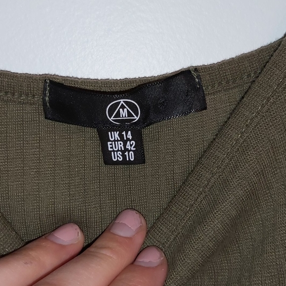 Olive green ribbed spaghetti strap maxi dress - Picture 3 of 3